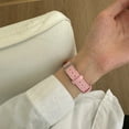 thumbnail image 5 of Compatible for Apple Watch Band 38mm 40mm 41mm Women Girls Boys, Slim Denim PU Leather Cute Bear Design Hand Strap Bracelet for iWatch Band Series SE 9 8 7 6 5 4 3 2 1, Pink, 5 of 6