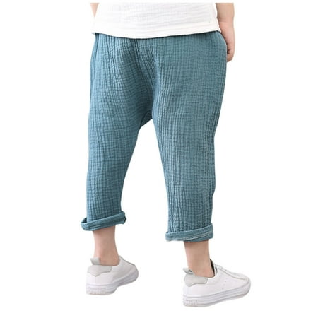 

Boys Pants Girl Solid Harem Child Pant Boy Toddler Pyjamas Baby Pleated Boys Pants Kids Pants Boys Pants Size 10-12(Color:Blue Size:1-2 Years)