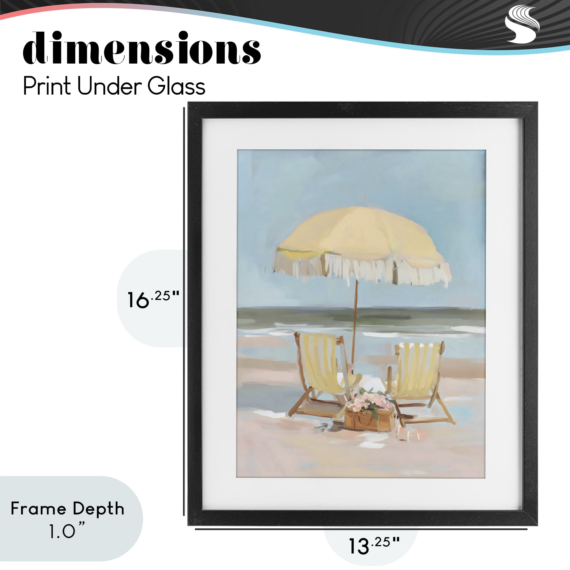 Stupell Industries Yellow Chairs Beach Relaxation Black Framed Print Under Glass, design by Sisi and Seb
