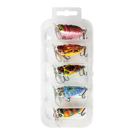 TIERPOP 5Pcs Crankbait Fishing Lures Set 40mm 1.5Inch Fishing Lures Fishing Hard Baits Topwater Lures Trout Bass Fishing Lures