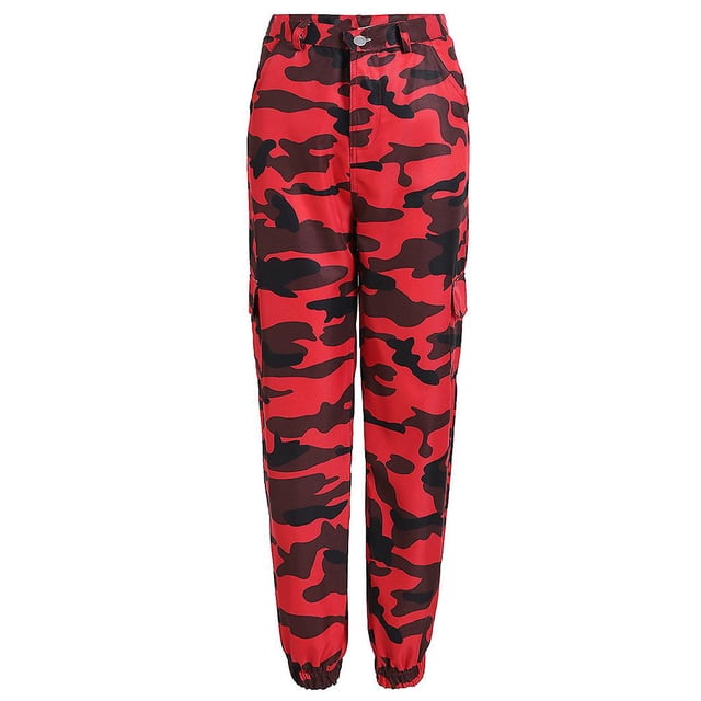 Pantalones cargo camuflaje mujer YONGSHENG Cintura media color Burgundy S/M/L/XL/2XL/3XL