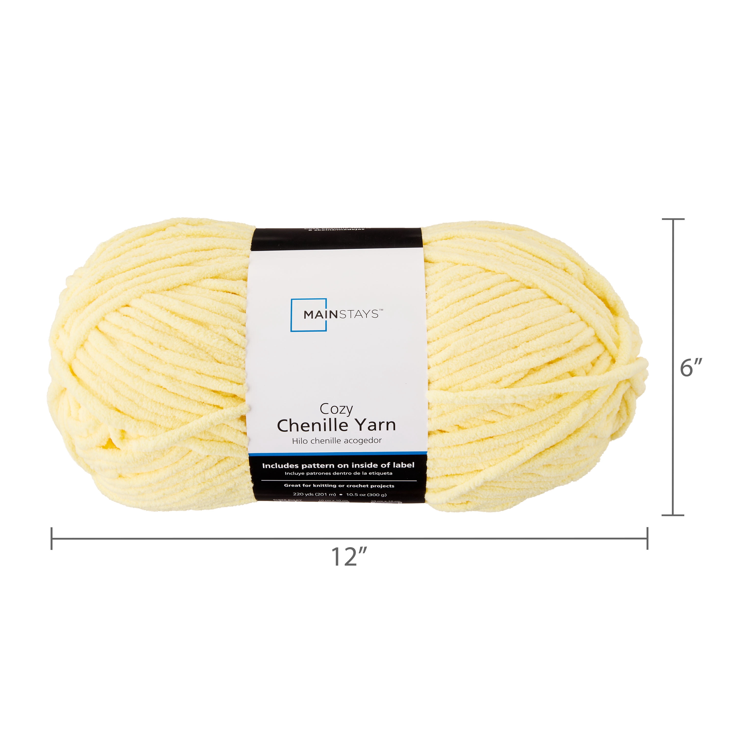 Mainstays Cozy Chenille, Bulky, 100% Polyester, Yarn, Lemonade, 220 yd, Pack of 4