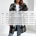 thumbnail image 3 of Ghalytn Women's Plaid Mid Long Coat Notched Lapel Single Button Long Sleeve Tartan Overcoat with Pockets, 3 of 9