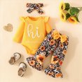 thumbnail image 2 of Baby Girl Clothes Outfit Newborn Going Home Outfit Long Sleeve Cute Letter hello i'm newhere Print Ruffle Romper Bodysuit + Floral Pants + Headband Sets for Fall Winter 0 3 6 9 12 18 Months, 2 of 7