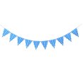 thumbnail image 1 of Nvzi Paquete de 2 banderines triangulares azules para decoración de fiestas, letreros para Año Nuevo, cumpleaños, guardería, aula, aniversario, graduación, banderas (12 piezas, 3 metros)., 1 of 3