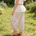 thumbnail image 6 of ITSAME Girls Cotton Tapered Pants Elastic Waist Lace Trim Fashion Print Kids Casual Comfort Pants Pink Size 6, 6 of 9
