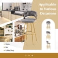 thumbnail image 5 of Costway 4 PCS Velvet Bar Stool  29" Bar Height Stools with Woven Backrest & Gold Metal Legs Grey, 5 of 8