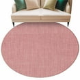 thumbnail image 2 of Peach Pink 7ft Round Rug, Farmhouse Burlap Solid Pink Color Modern Linen Texture Non-Skid Rubber Backing Large Area Rugs - Living Room Bedroom Home Office, Indoor Floor Mat Carpets Washable Rug, 2 of 9
