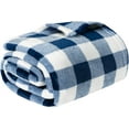 thumbnail image 2 of Buffalo Check Fleece Throw Blanket | Blue White Checkered Plaid Flannel Blanket | Soft Velvet Lightweight Microfiber Blanket for Couch Sofa | 50x60 Inches Checker Navy, 2 of 6