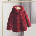 thumbnail image 2 of Generic Toddler Hooded Snow Jacket Girls' Fleece Lined Jacket Toddler Girls Jacket Fall Winter Toddler Kids Collar Soild Jackets Warm Hooded Woolen Jacket Coats Girls Outerwear Jackets & Coats, 2 of 3