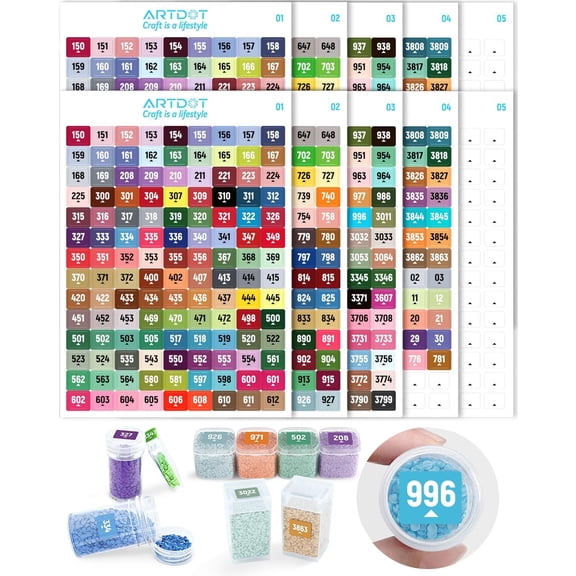 2 Set Label Stickers for Diamond Art Storage Kits for Adults, 489 Colors Stickers Matched with Actual Embroidery Floss as Diamond Painting Accessories and Cross Stitch Supplies