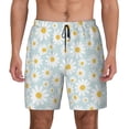 thumbnail image 3 of Uemuo Daisies Flowers Pattern Mens Swim Trunks Quick Dry Board Shorts with Mesh Lining, Stretch Beach Shorts Quick Dry No-Chafing Board Shorts-Small, 3 of 9