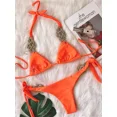 thumbnail image 4 of Bañador Tie Dye de 3 piezas para mujer, ropa de playa Sexy con espalda descubierta y cordones, trajes de baño con conjunto de Bikini con cuello Halter, 4 of 5