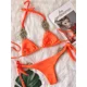 thumbnail image 4 of Bañador Tie Dye de 3 piezas para mujer, ropa de playa Sexy con espalda descubierta y cordones, trajes de baño con conjunto de Bikini con cuello Halter, 4 of 5