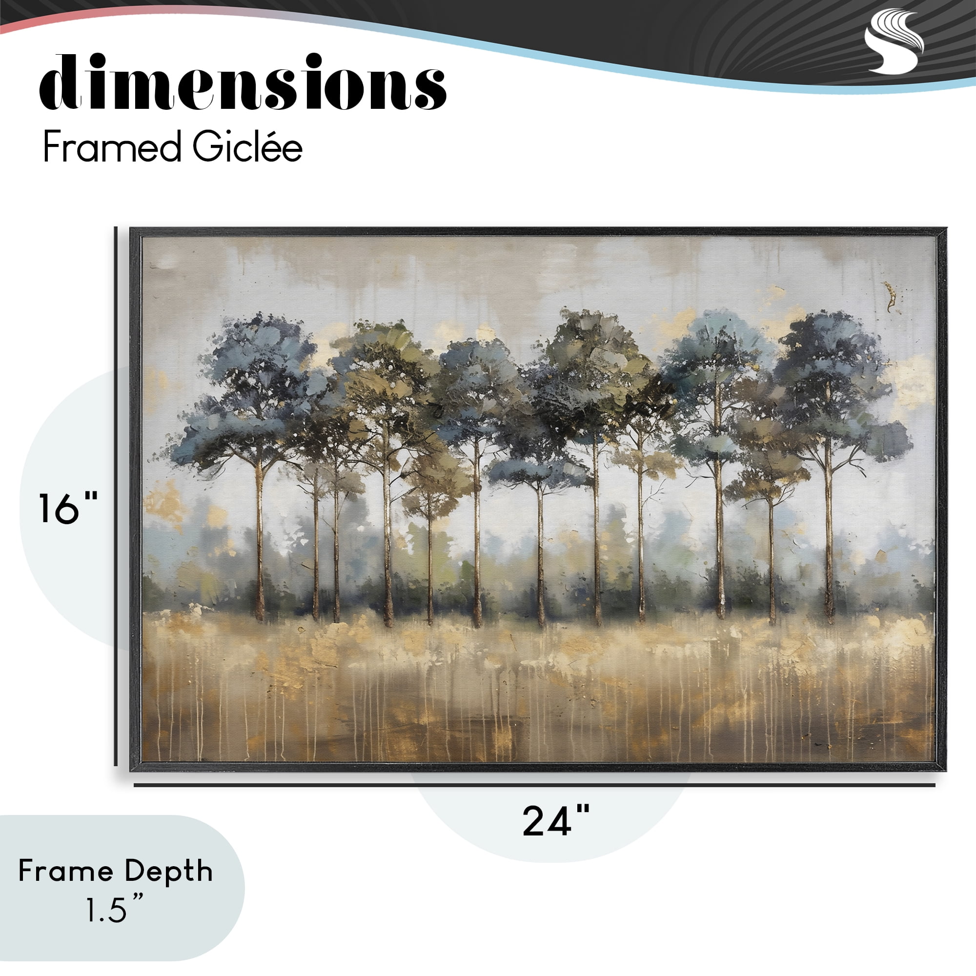 Stupell Industries Green & Blue Forest Grove Black Framed Giclee Art, design by Creative Studio