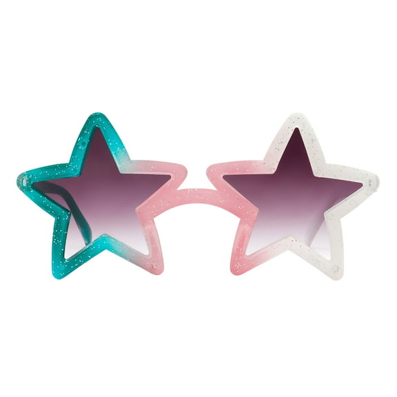 Star Shape Sunglasses Glittery Fun Festive Party Shades UV400 Green Pink White