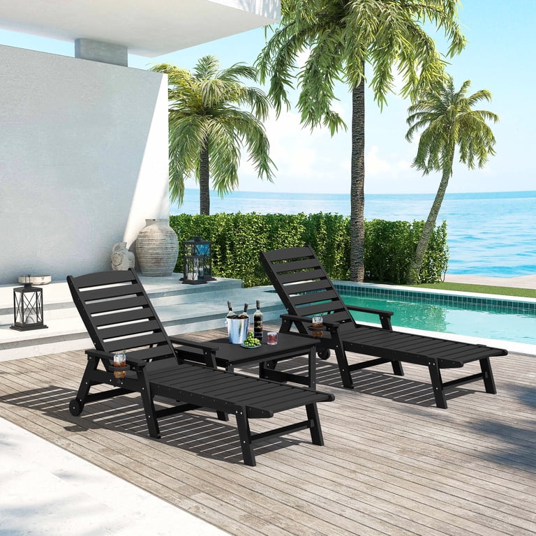 SERWALL Outdoor Patio Coffee Table, 37.8 Inch Weatherproof Black photo 5