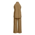 thumbnail image 4 of Linen Sets for Women 2 Piece Sleeveless V Neck Halter Top Matching Wide Leg Pants Summer Lounge Set Vacation Outfits Pocket 2026 Beach Vacation Outfits(Coffee,M), 4 of 5