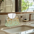 thumbnail image 5 of COEQINE Tissue Holder Dispenser Creative Napkin Tissue Box Holder PU Leather Stylish Rectangle Tissue Case Organizer Decorative Accessories for Home Decoration, Hippie Flower Yellow Green, 2 PCS, 5 of 7