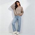 thumbnail image 4 of ClodeEU Women's Crew Neck Long Sleeve Bow Knit Sweater,Casual Loose Solid Color Pullover Tops ,Women's Plus S, 4 of 8