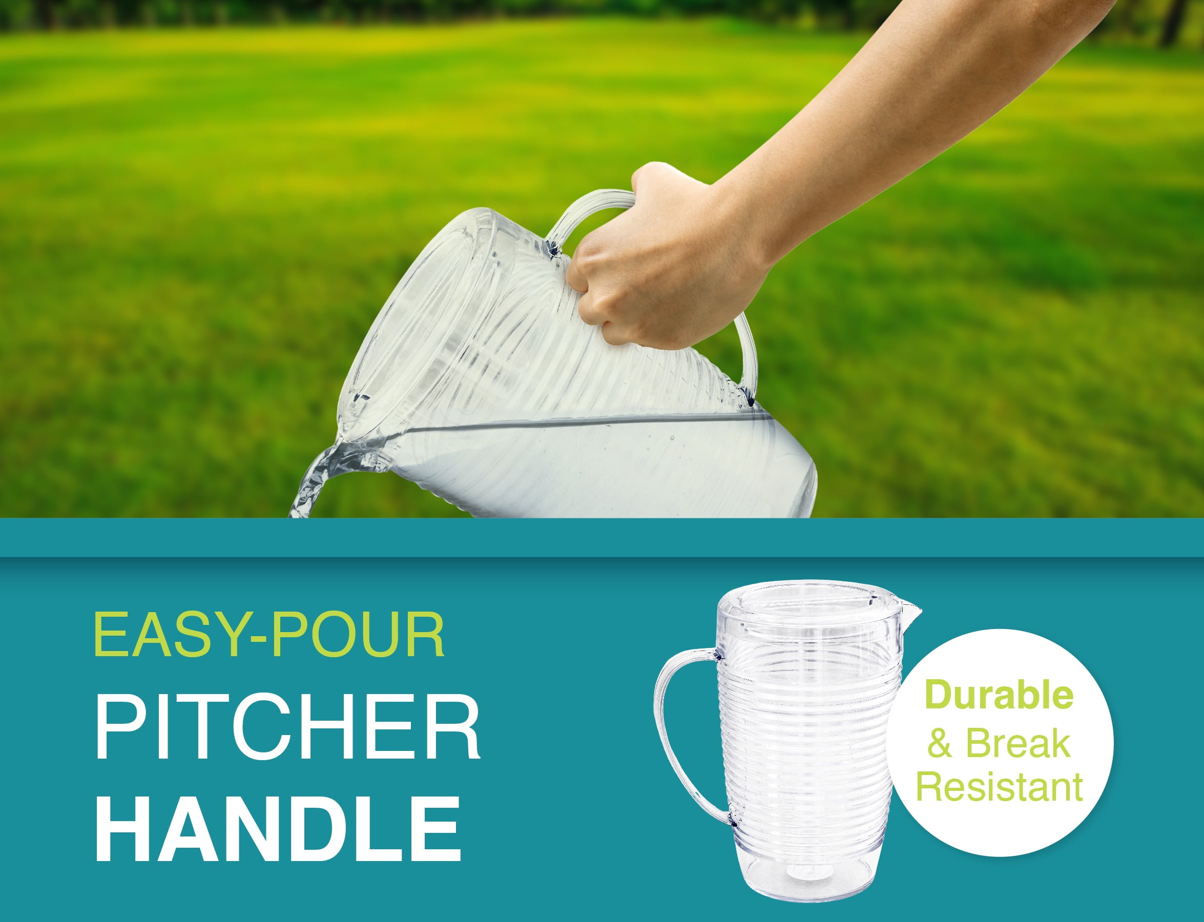 Arrow Home Products 82 oz Clear Plastic Pitcher with Lid, Durable BPA-Free Water Jug, Lightweight Refrigerator Beverage Dispenser for Juice, Iced Tea and Cold Drinks, Easy-Pour Handle