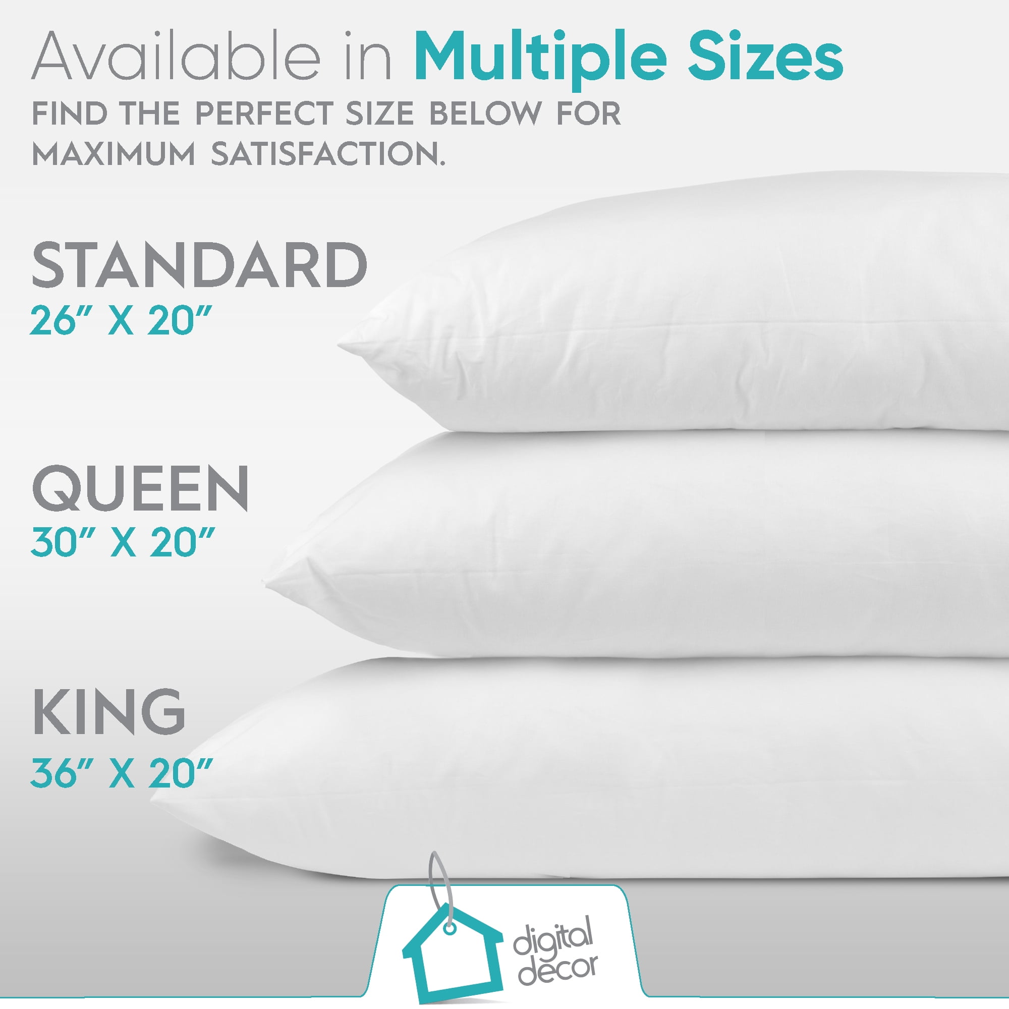 Digital Decor Set of 2 100% Cotton Hotel Pillows (Queen, Platinum/Firm, All Ages)
