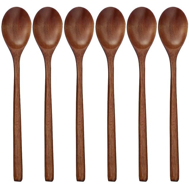 Cuchara de madera de estilo japonés para sopa, cocina, cucharas largas de madera Natural con mango, juego de vajilla de arroz, cucharón, utensilio de cocina, herramienta para servir, mezclar, 6 uds. ShuxiuWang 8390612429309