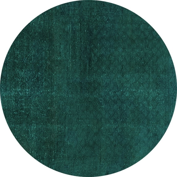 Ahgly Company Indoor Round Abstract Turquoise Blue Modern Area Rugs, 4' Round