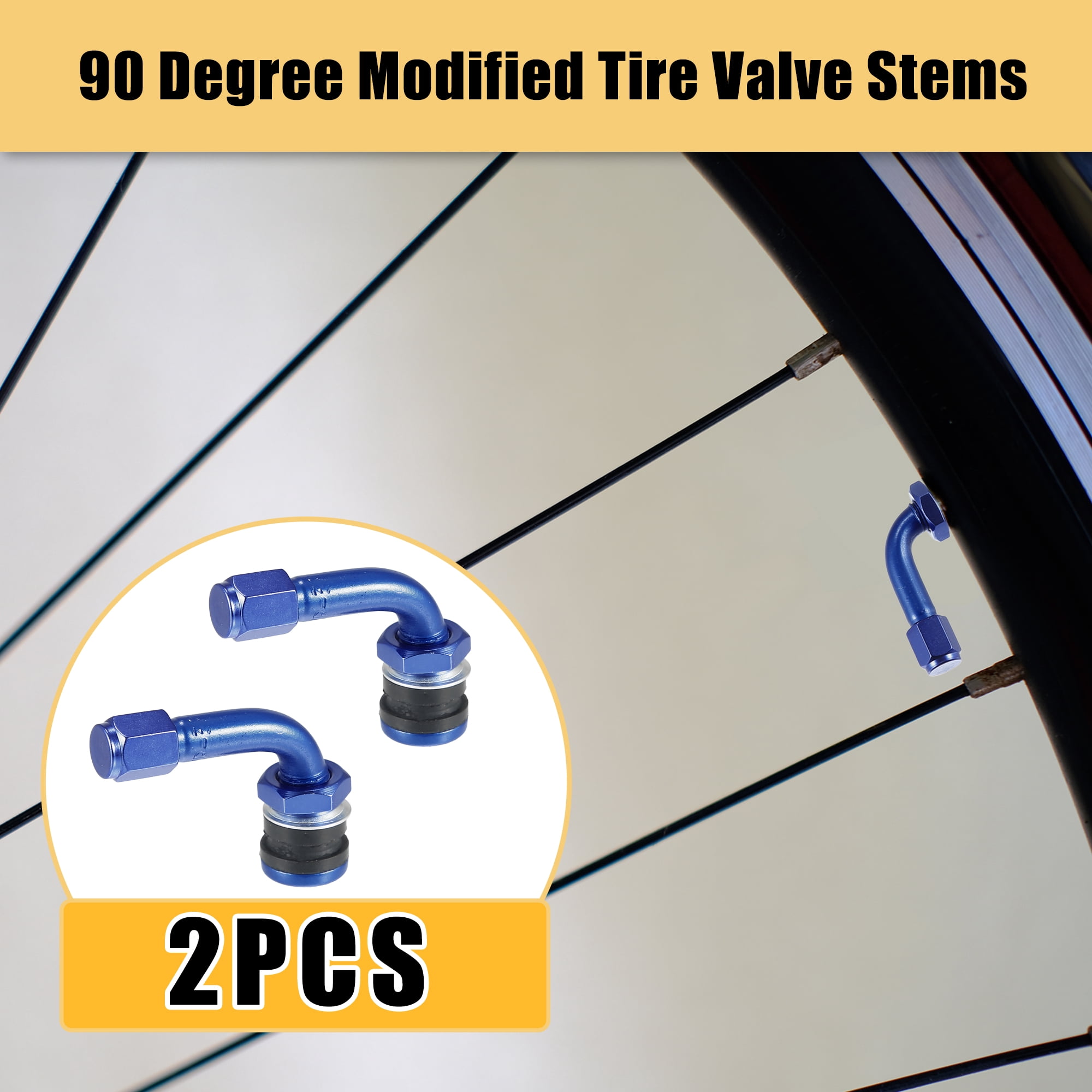 Unique Bargains 2 Pcs Valve Stem Extenders 90 Degree Valve Stem Extension for Car Blue