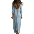 thumbnail image 7 of DeHolifer Women Casual Dresses Lapel Button Down Beach Dress Long Maxi Dress with Pockets Light Blue 2XL, 7 of 7