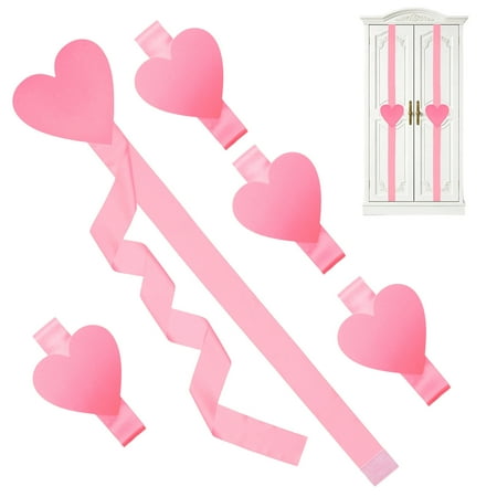 Deeceymbur Valentine s Day Heart Ribbon Decoration Red Pink Polyester Festive Home Decor for Living Room and Seasonal Display