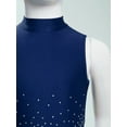 thumbnail image 4 of YiZYiF Girls Lyrical Dance Costume Keyhole Back Sleeveless Rhinestones Split Dress Dancewear Navy Blue 14, 4 of 7