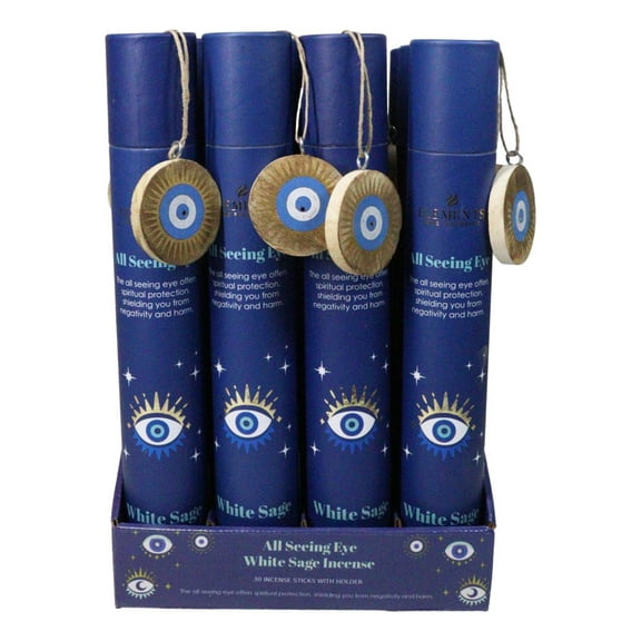 Wicca Mystic All Seeing Eye White Sage Incense Sticks With Wooden Base Gift Set