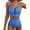 Blue, variant on Bathing Suits for Women High Waisted Bikini Sets Tummy Control Cutout Swimming Suits Textured Ruched Two Piece Bathing Suit Swimwear Black S-2XL