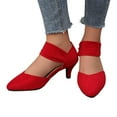 thumbnail image 3 of Wovix Sandals For Women Closed Toe High Heel Shoes Pointed Toe Slip On Ankle Strap Commuting Footwear Casual Daily Wear, 3 of 4
