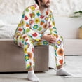 thumbnail image 7 of Salouo Cartoon Flowers Print Button-Front Long Sleeve Pajama Set for Men, Soft 2Pjs Men's Long Sleeve Sleepwear-Large, 7 of 7