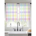 thumbnail image 2 of Green Beige Plaid Sheer Curtains 54 Inch Length 2 Panels Set Window Treatments, Buffalo Farmhouse Art Checkered Rod Pocket Semi Curtains for Living Room/Bedroom/Kitchen Décor, 104"W x 54"L, 2 of 7