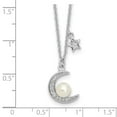 thumbnail image 4 of Auriga Fine Jewelry 925 Sterling Silver CZ and FWC Pearl Moon and Star Necklace for Women 18", 4 of 6