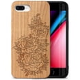thumbnail image 1 of Case Yard Wooden Case Outside Soft TPU Silicone, Slim Fit Shockproof Wood Protective Phone Cover for Girls Boys Men and Women, Supports Wireless Charging Victorian Roses Design case for iPhone-8-Plus, 1 of 7
