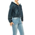 thumbnail image 2 of FashionStream Women's Hooded Denim Jacket, Blue Casual Relaxed Fit, 2 of 6