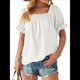 thumbnail image 3 of Tops de Verano para Mujer, Cuello Cuadrado, Elegantes, Informales, con Lunares, Mangas con Volantes, Camisetas Bonitas, Ropa de Moda S, 3 of 9