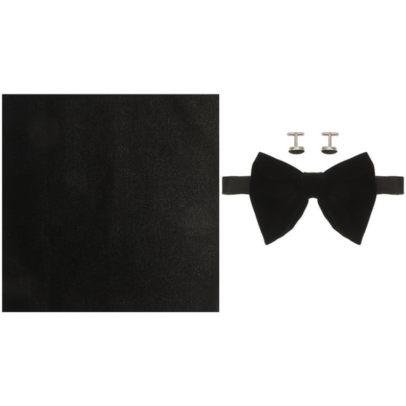 PAMINGONO 1 Set Bow Tie Suspender with Cufflinks and Handkerchief for Formal Events