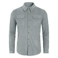 thumbnail image 4 of ZVNAΖH Mens Corduroy Button Down Shirt Long Sleeve Collared Work Shirts, Solid Color, with 2 Chest Pockets, Casual Go Out Cargo Shirts, 4 of 5