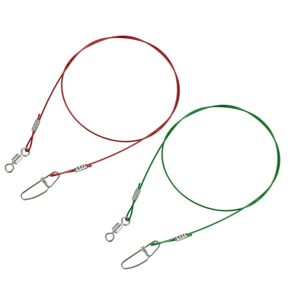 Uxcell 1.97" Fishing Leaders Wire Stainless Steel Fishing Leaders Trace Line with Swivels and Snaps, 30 Pack, Green, Red