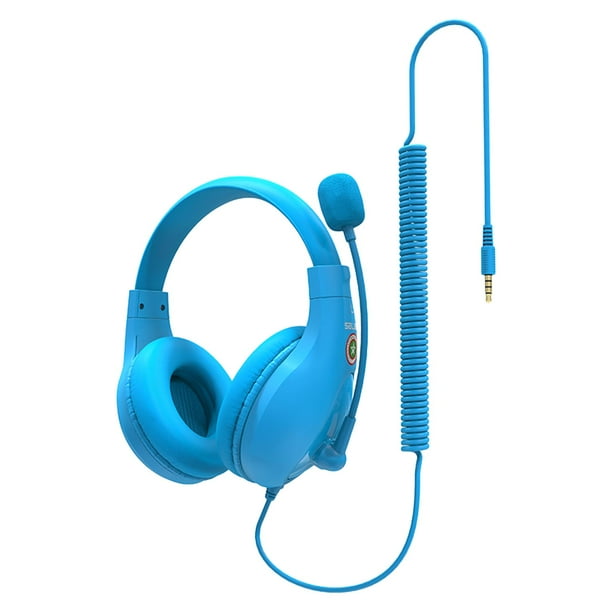 Auriculares para estudiantes con micrófono, con cable, de diadema, cómodos y ajustables, ideales para la escuela. A566E Azul