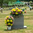 thumbnail image 6 of Sympathy Silks Artificial Cemetery Flowers - Lime Mum and Lavender Rose Saddle for Headstone, 6 of 8
