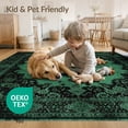 thumbnail image 4 of ODIKA 4'x6' Green Black Vintage Ornamental Cottagecore Washable Area Rug Distressed Floral Scroll Center Emblem Witchy Moody Layout for Home Office, Under Desk, Non-Slip Chair-Friendly, Flatwoven, 4 of 7