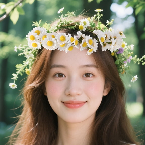 LOLIPPYY White Daisy Floral Crown for Women's Lightweight Cloth Hair Accessories Perfect for Decoration Festivals and Parties