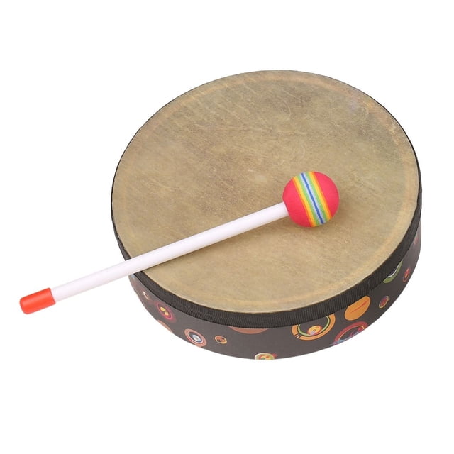 Yeacher Tambour à Main Orff Instrument de Percussion Musical Instrument de Batterie Portable avec Baguette 8 Po