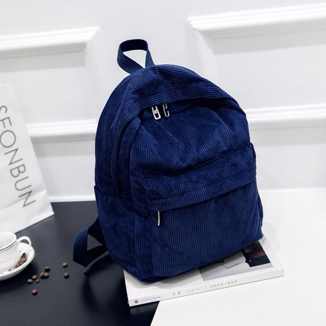 Mochila escolar de pana para mujer, de Color puro bolso de hombro, mochilas escolares para niña Fivean unisex